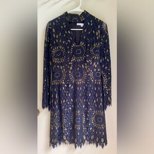 Trina Tuck Size 2 Black Lace Long-sleeve Dress